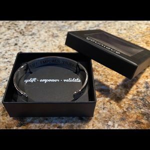 NIB Younique silver cuff bracelet - Uplift. Empower. Validate.